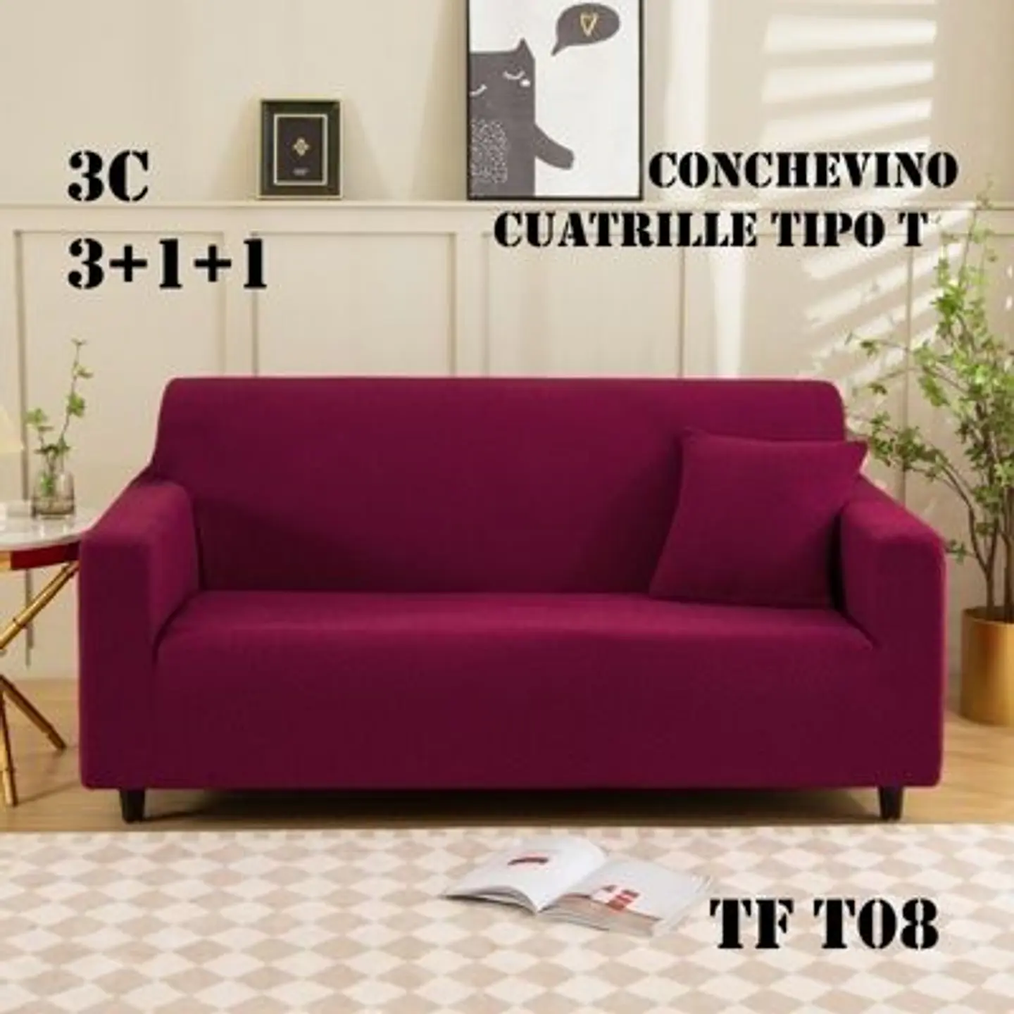 Fundas Sillon Sofa Texturizada Y Elasticadas 3 Cuerpos 1