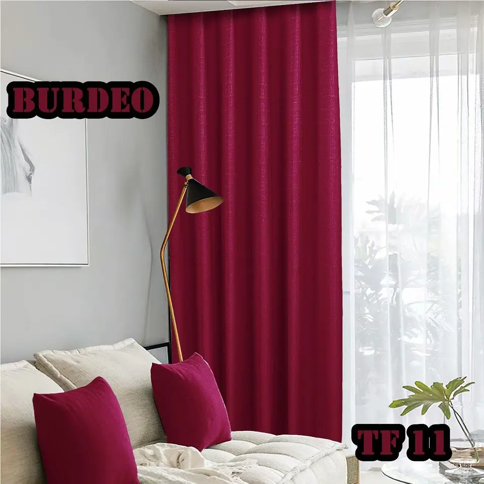 Cortinas Blackout 2 Piezas Medida Cada Paño 140X230 Cm Burdeo 1