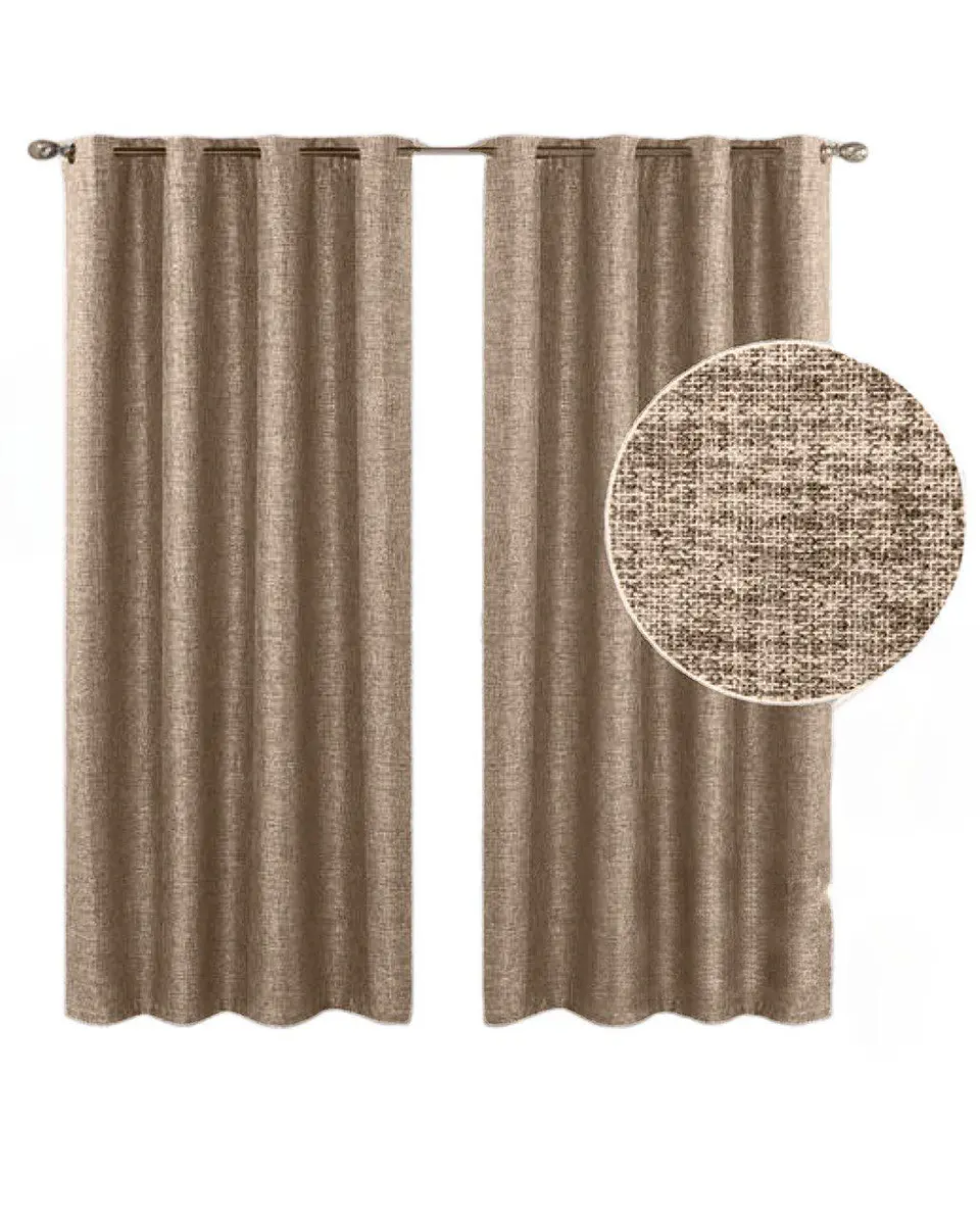 Cortinas Blackout 2 Piezas Medida Cada Paño 140X230 Cm Color Café Claro 1