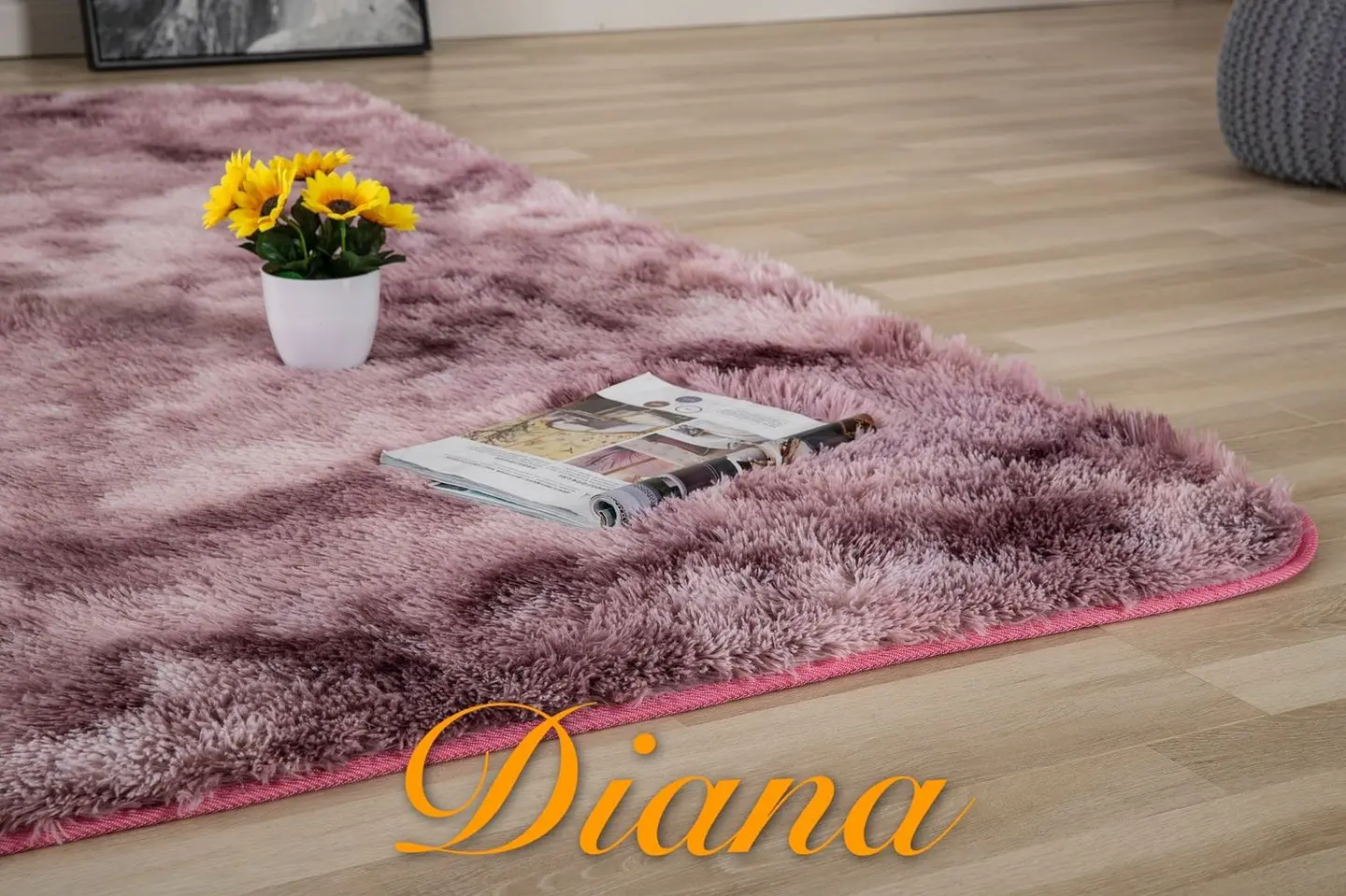 Alfombra Peludas Tipo Shaggy 180Cm X 200Cm Morado Jaspeado 1