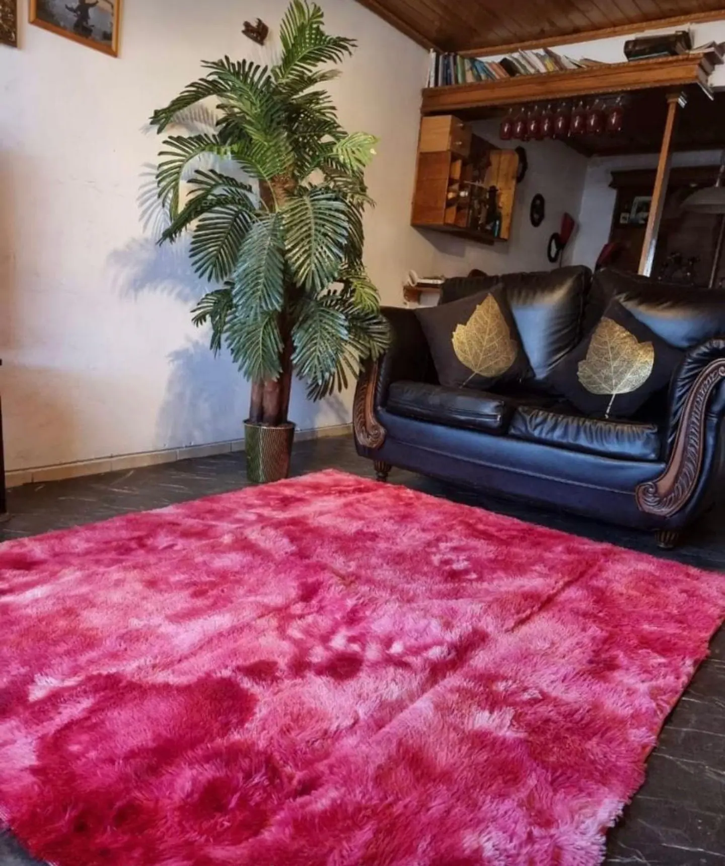 Alfombra Peluda 240 Cm X 200 Rojo Jaspeado 1