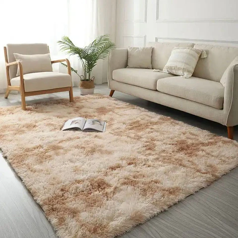 Alfombra peludas 240 cm  x 200 metros beige jaspeado