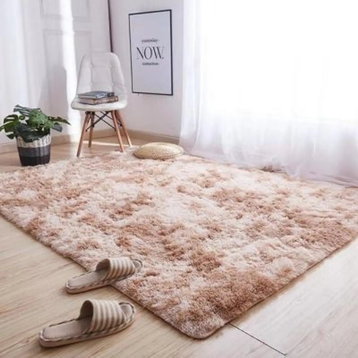 Alfombra peludas 240 cm  x 200 metros beige jaspeado 1