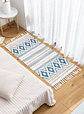 JUEGO DE 2 BAJADA DE CAMA ALFOMBRA DE LINO 60 X 130 CM - Miniatura 3