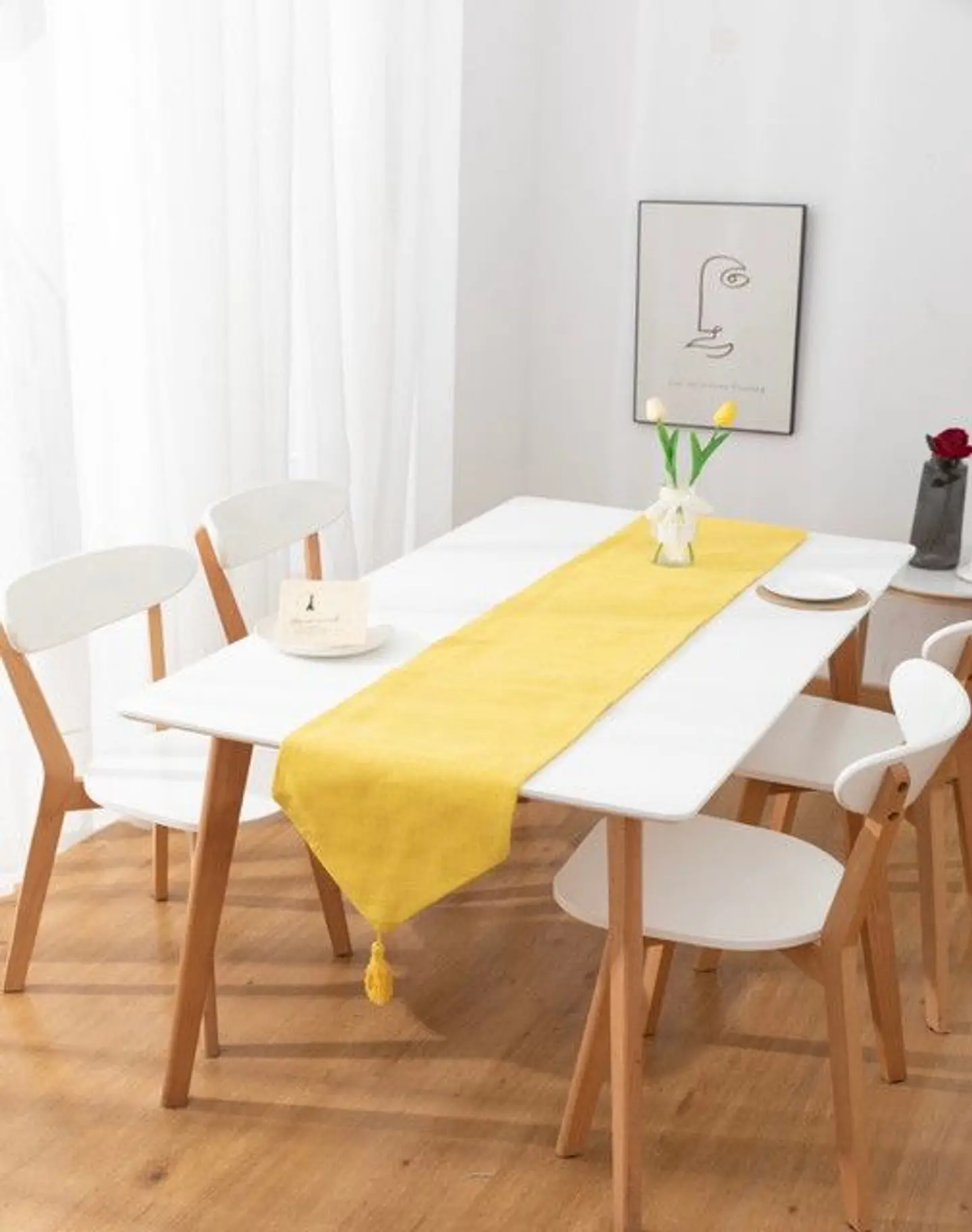 CAMINO DE MESA DE LINO 33 X 180cm Amarillo 3