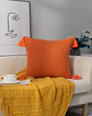 Juego de 2 Fundas de Cojín de Lino con Pompones-Naranja - Miniatura 2
