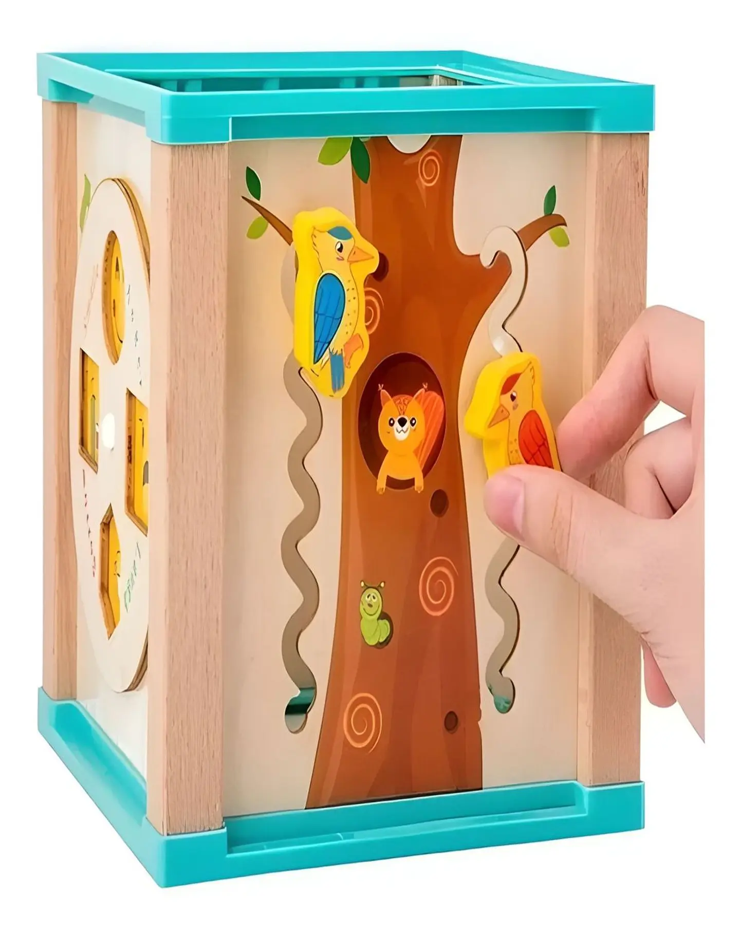 Cubo Madera Montessori Laberinto Didáctico Bebés 3