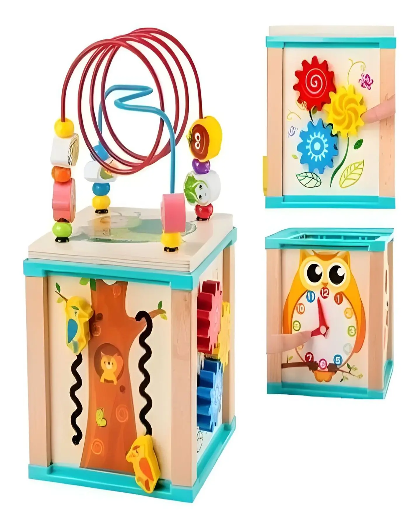 Cubo Madera Montessori Laberinto Didáctico Bebés 5