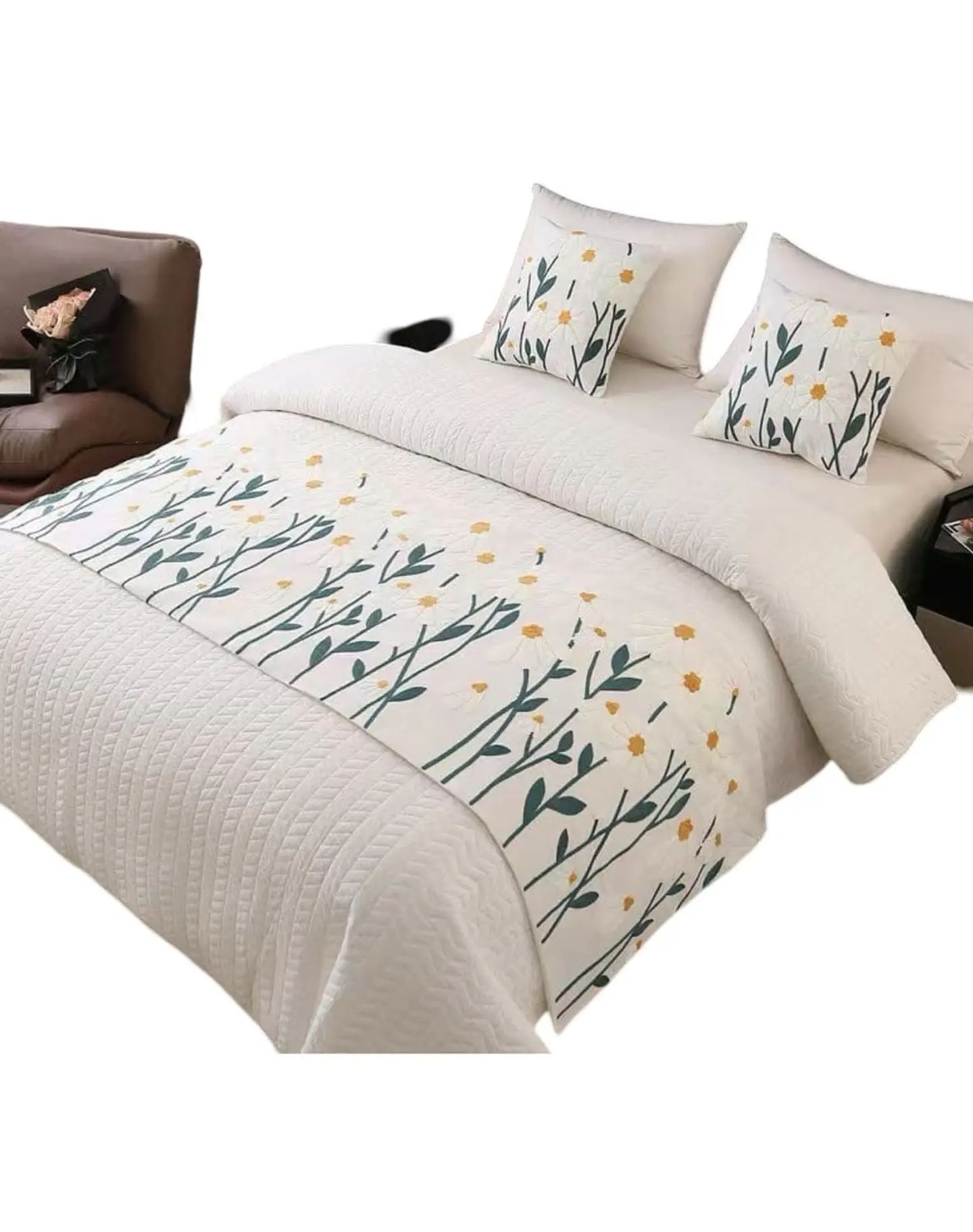 Piecera Bordada para Cama - Sin Fundas de Cojín D1 1