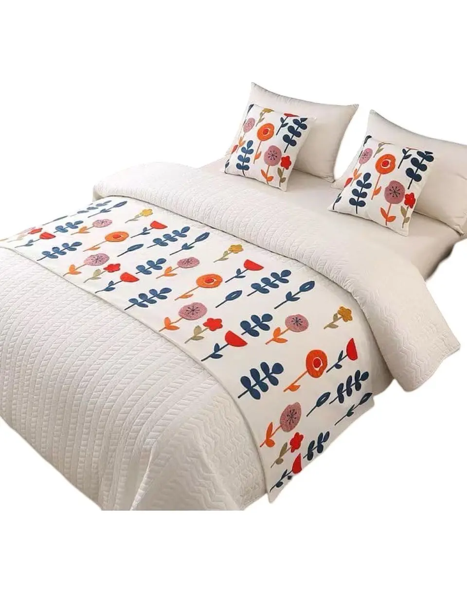 Piecera Bordada para Cama - Sin Fundas de Cojín D2 1
