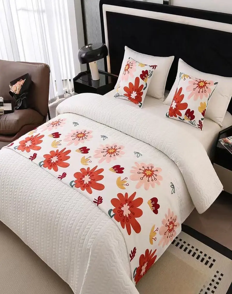 Piecera Bordada para Cama - Sin Fundas de Cojín D5 3