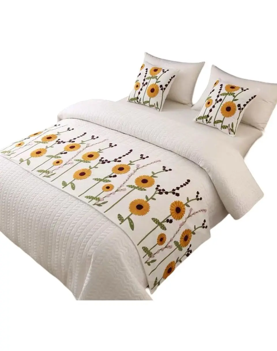 Piecera Bordada para Cama - Sin Fundas de Cojín D8 1