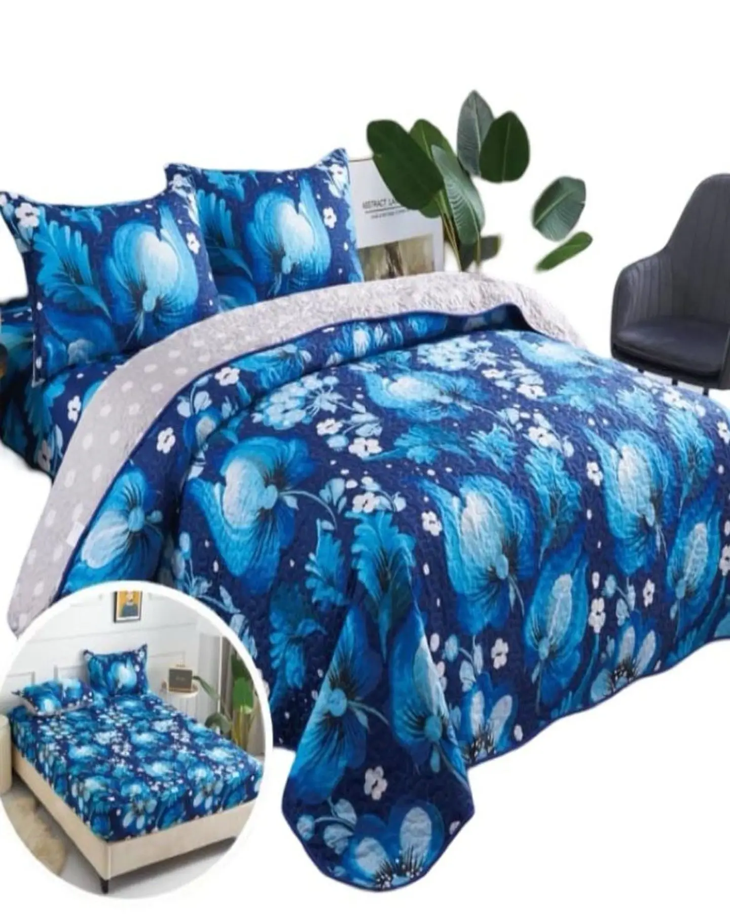 Cubrecama Quilt 5 Piezas con Sábana Incluida C1 1