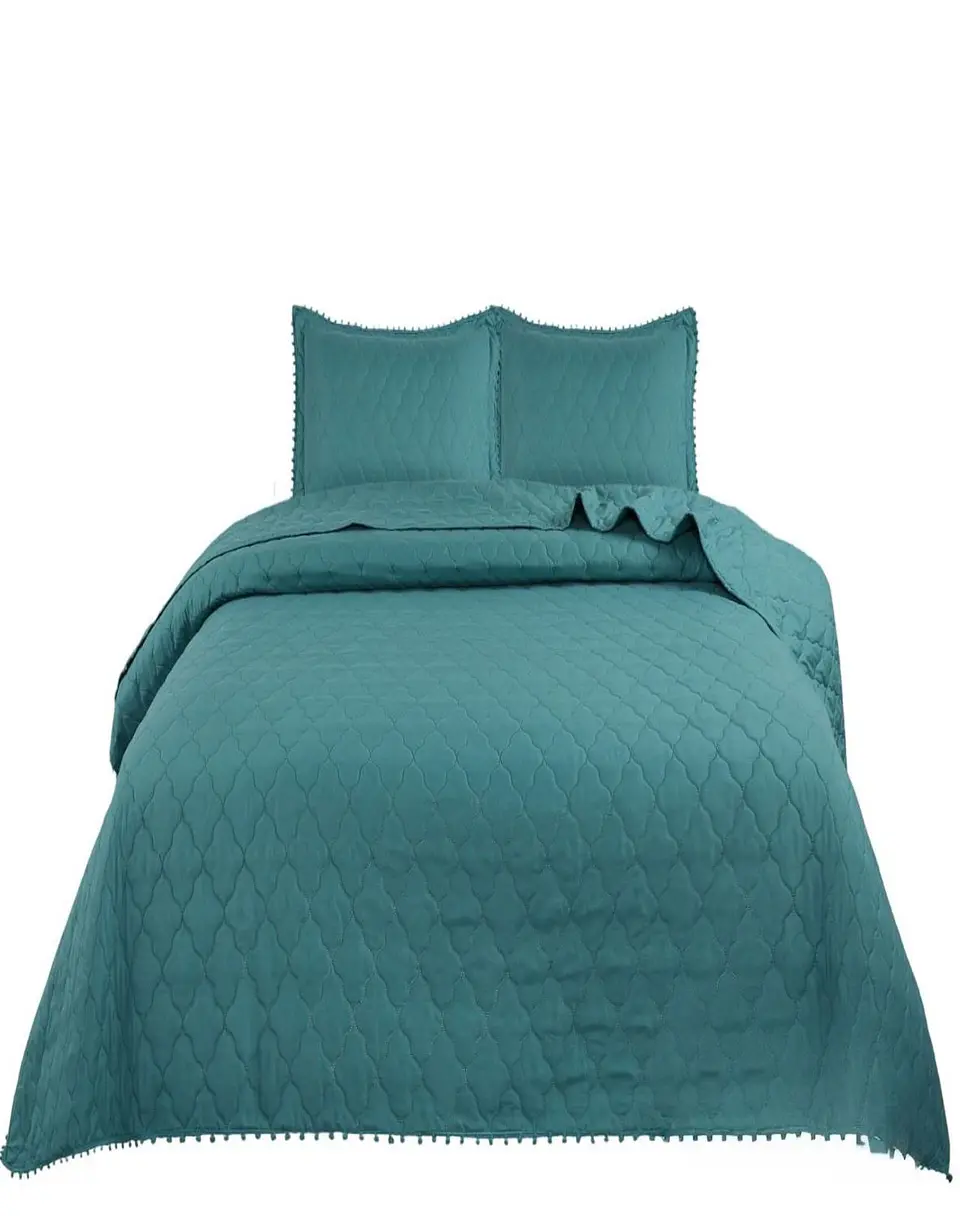 Cubrecamas Quilt Primavera Verano con Pompones B4 1