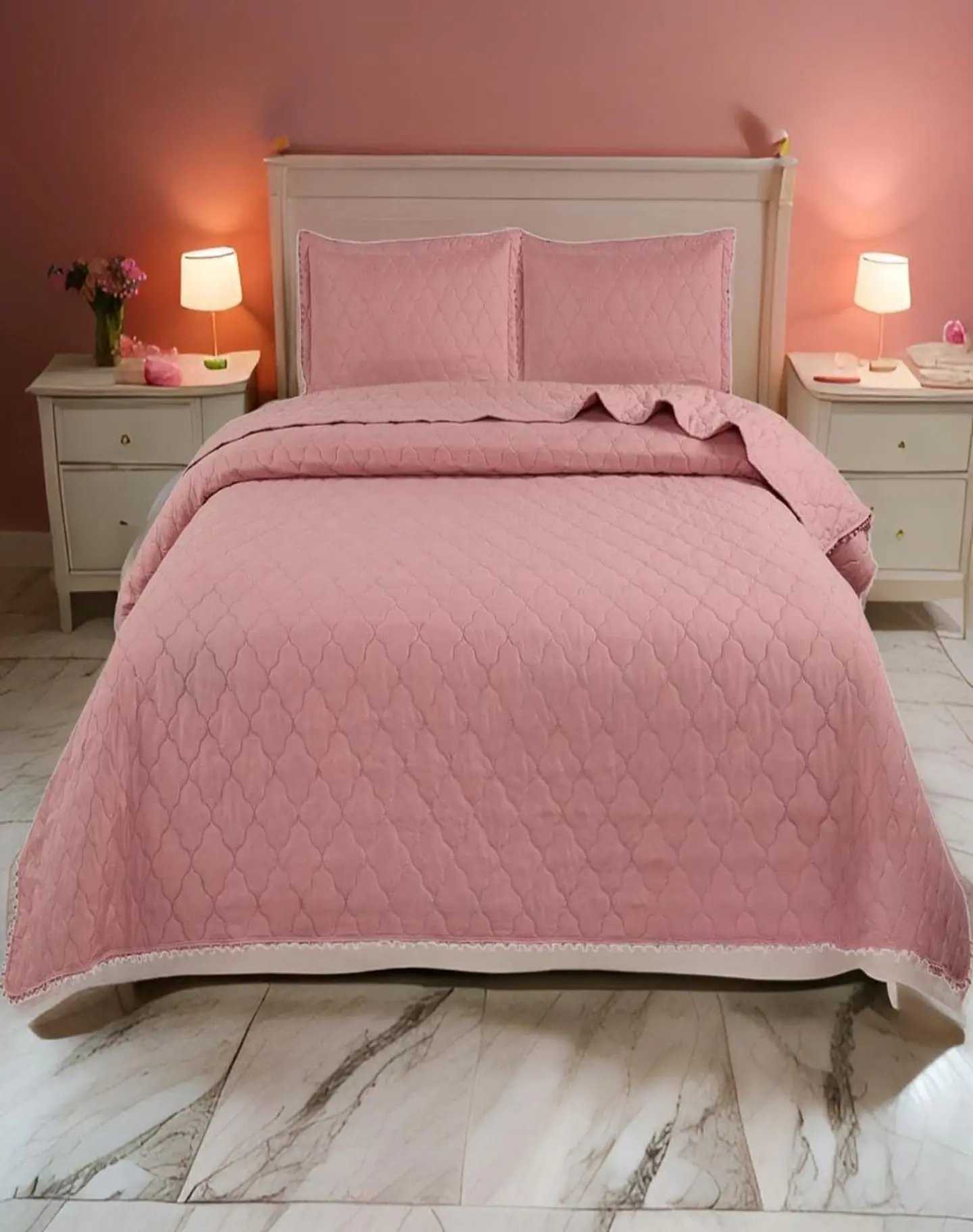 Cubrecamas Quilt Primavera Verano con Pompones B6 3