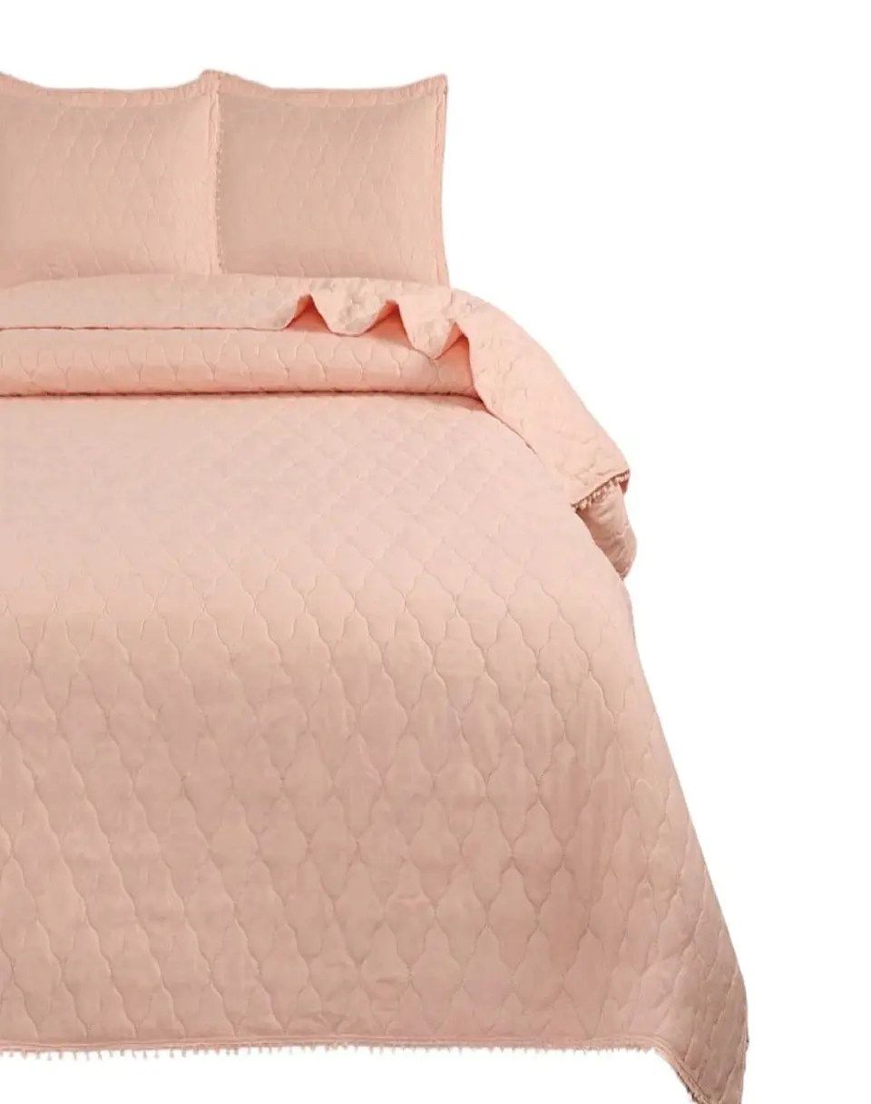 Cubrecamas Quilt Primavera Verano con Pompones B9 2
