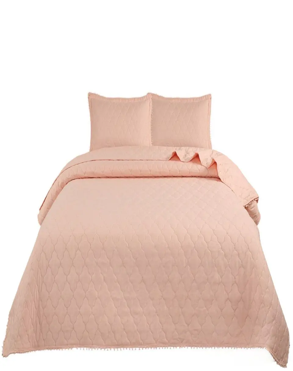 Cubrecamas Quilt Plaza y Media con Pompones B9 1