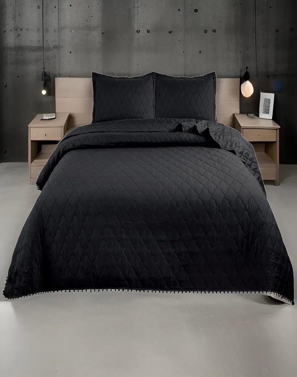 Cubrecamas Quilt 2 Plazas con Pompones C3 3