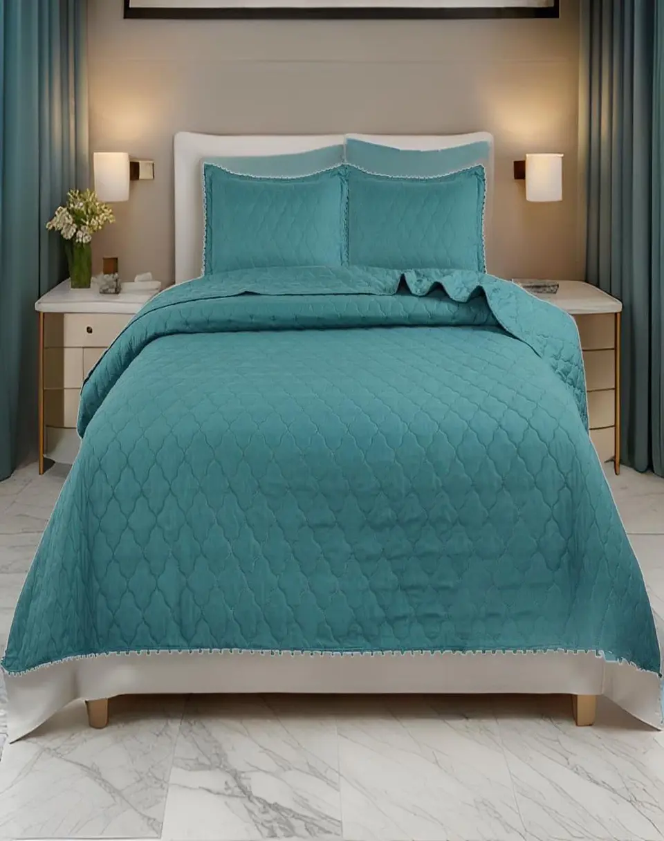 Cubrecamas Quilt 2 Plazas con Pompones C4 3