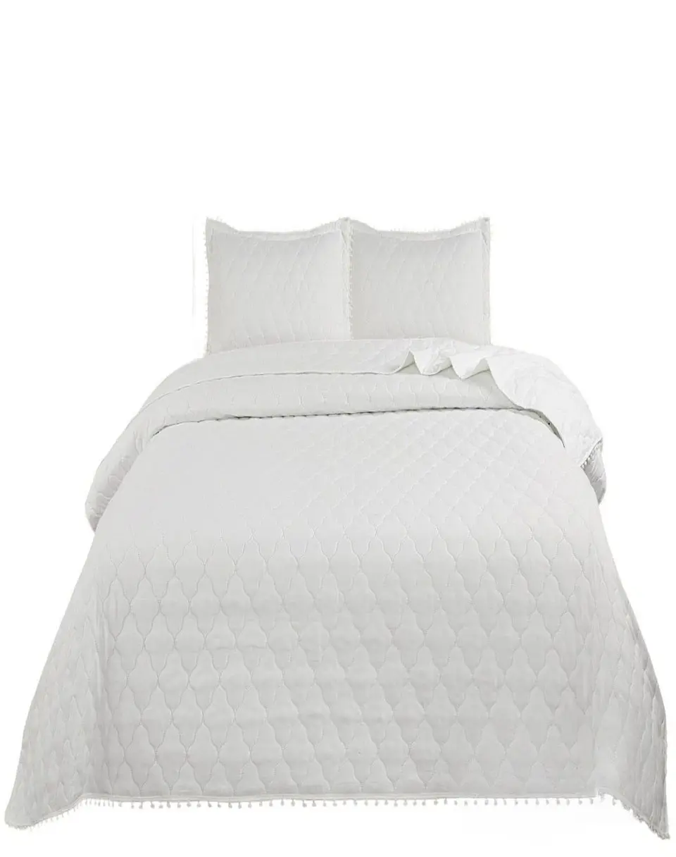 Cubrecamas Quilt 2 Plazas con Pompones C7 1