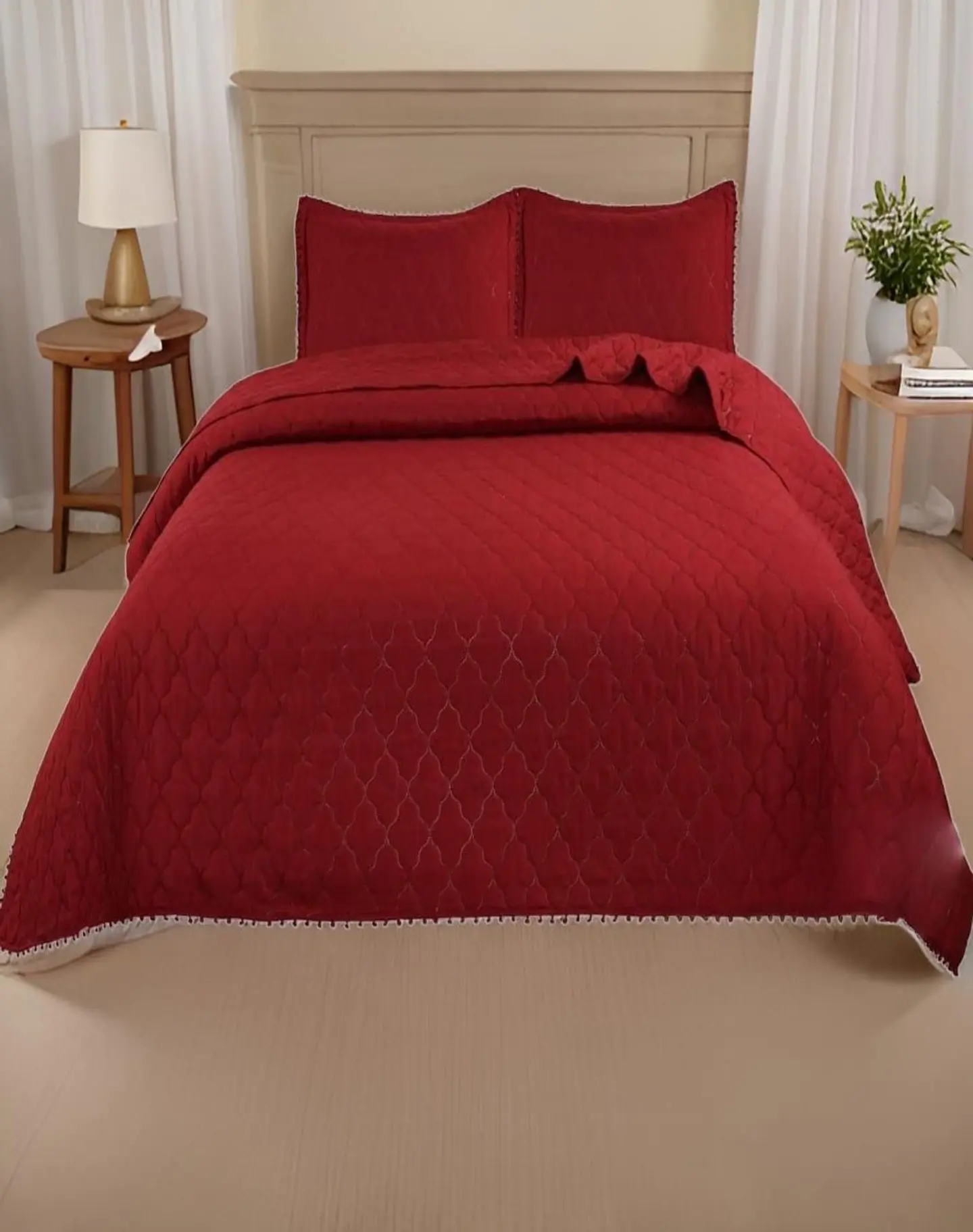 Cubrecamas Quilt 2 Plazas con Pompones C10 3