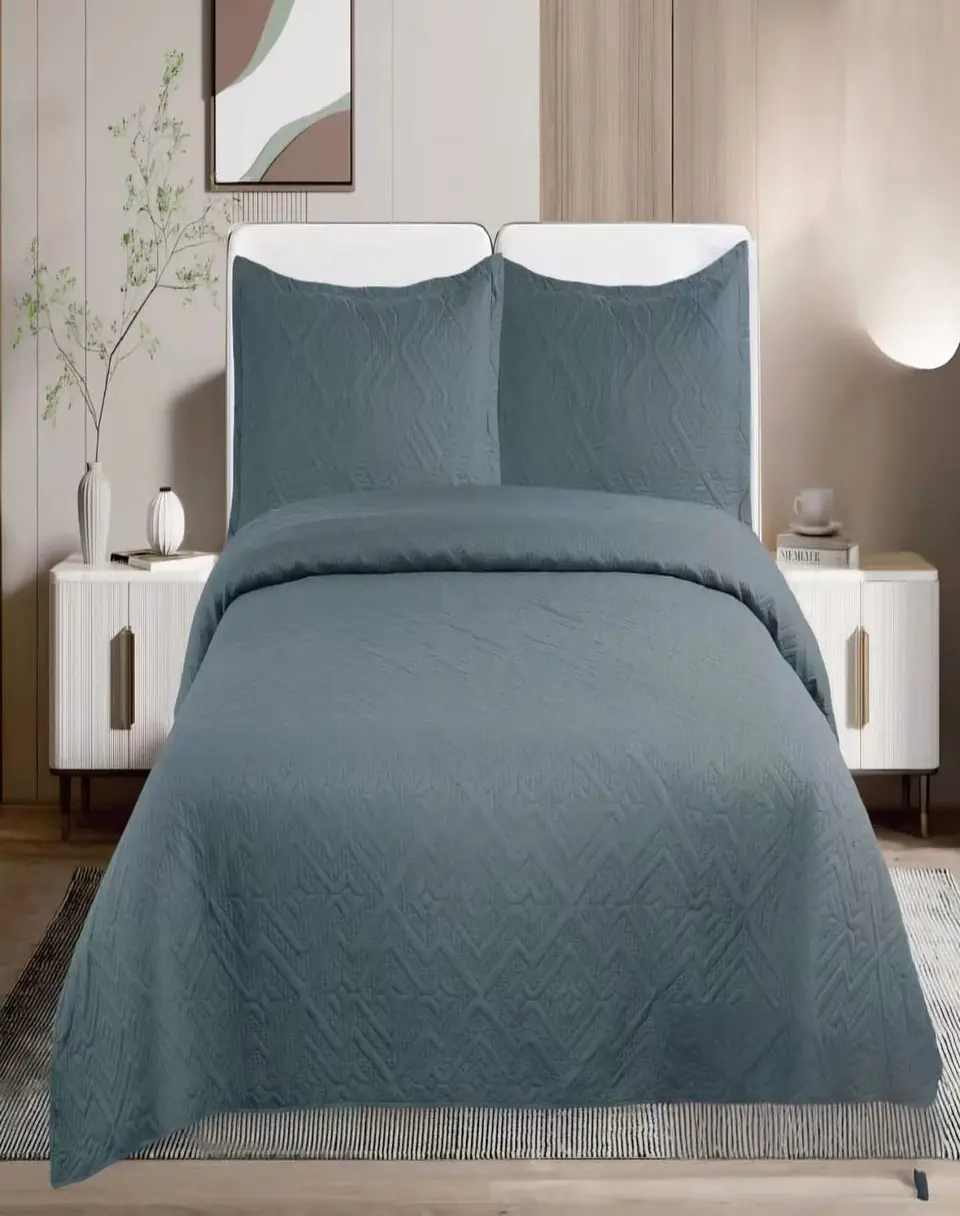 Cubrecama Quilt Unicolor Verano Dos Plazas Ligero E5 3