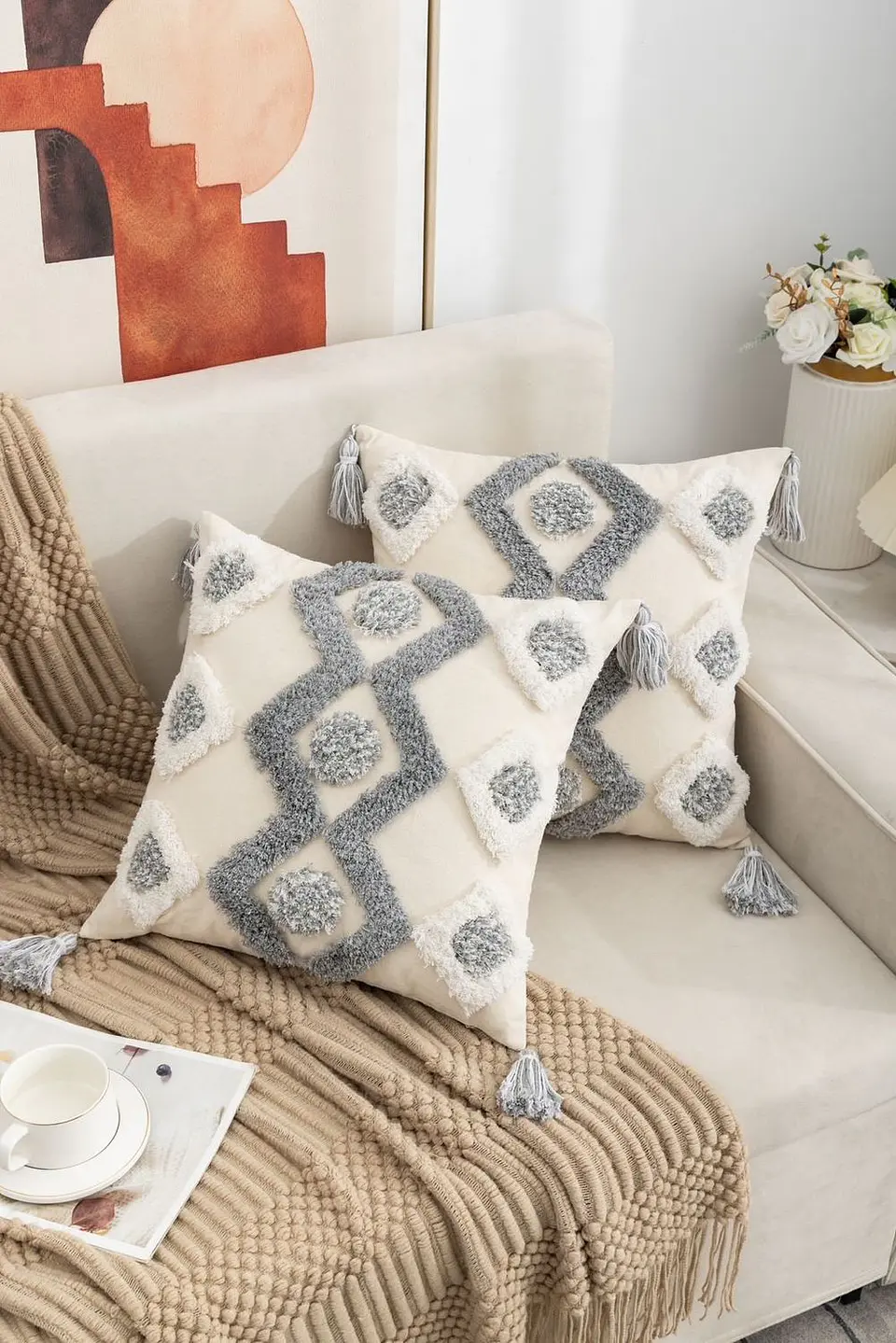 SET 4 FUNDA PARA COJIN MODELO BOHO 45X45 C3 1