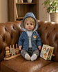Muñeco Reborn Realista para Niños con Conjunto Azul Melange y Capucha - Miniatura 1