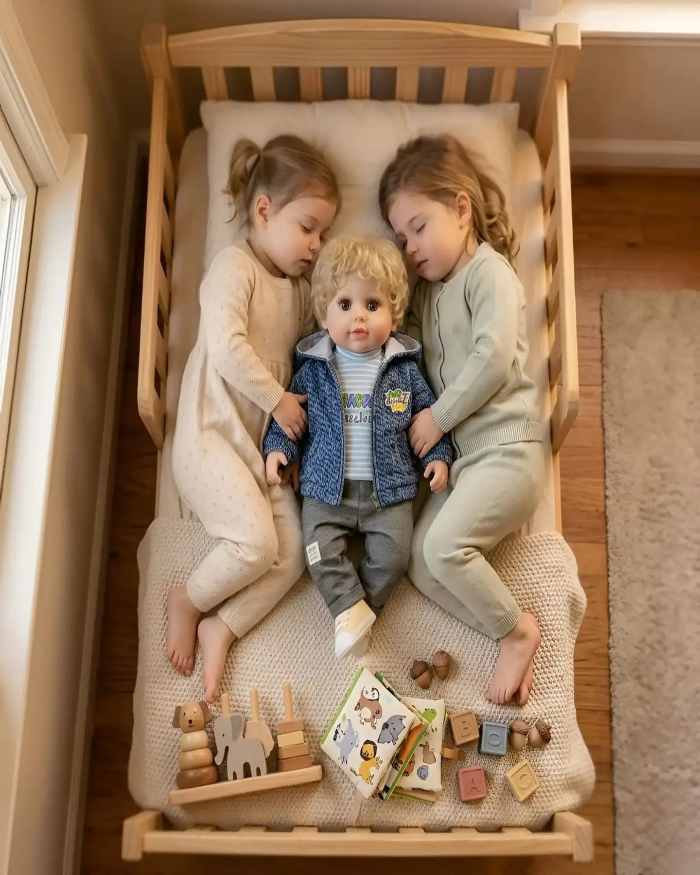 Muñeco Reborn Realista para Niños con Conjunto Azul Melange y Capucha 5