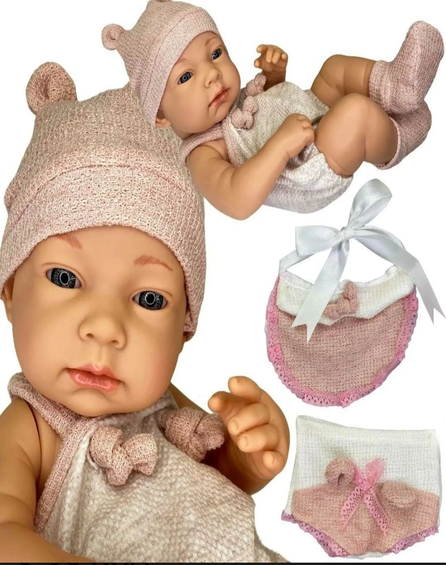 BEBE MUÑECA REALISTA DE SILICONA NIÑA ROSA 7n9 2