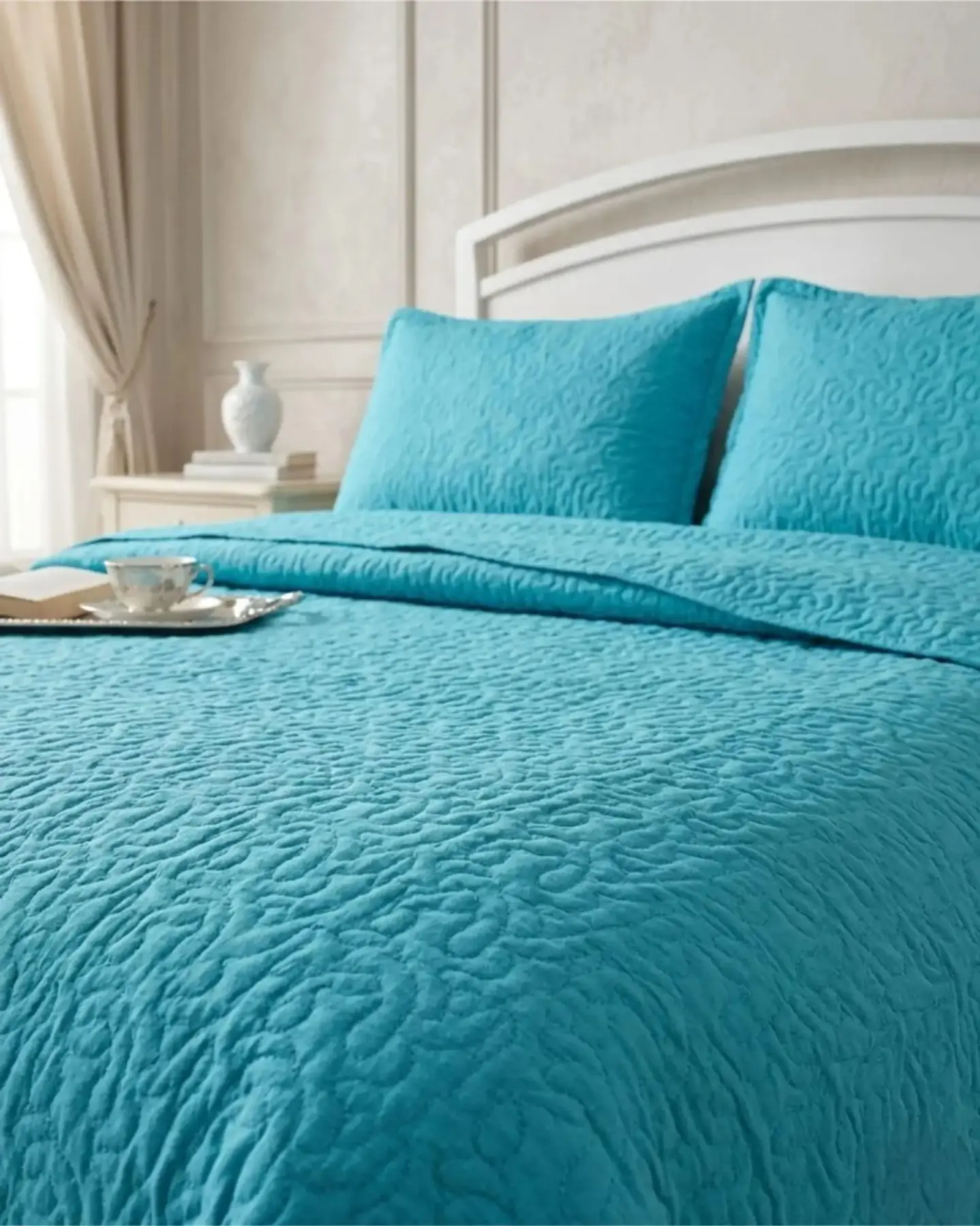 Cubrecama Quilt Verano King Delgado Texturizado Set Con Fundas 1
