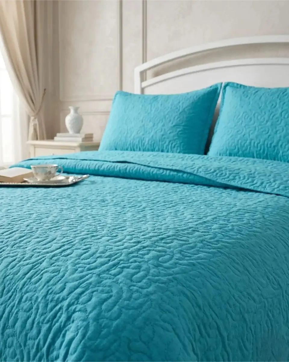 Cubrecama Quilt Verano King Delgado Texturizado Set Con Fundas 1