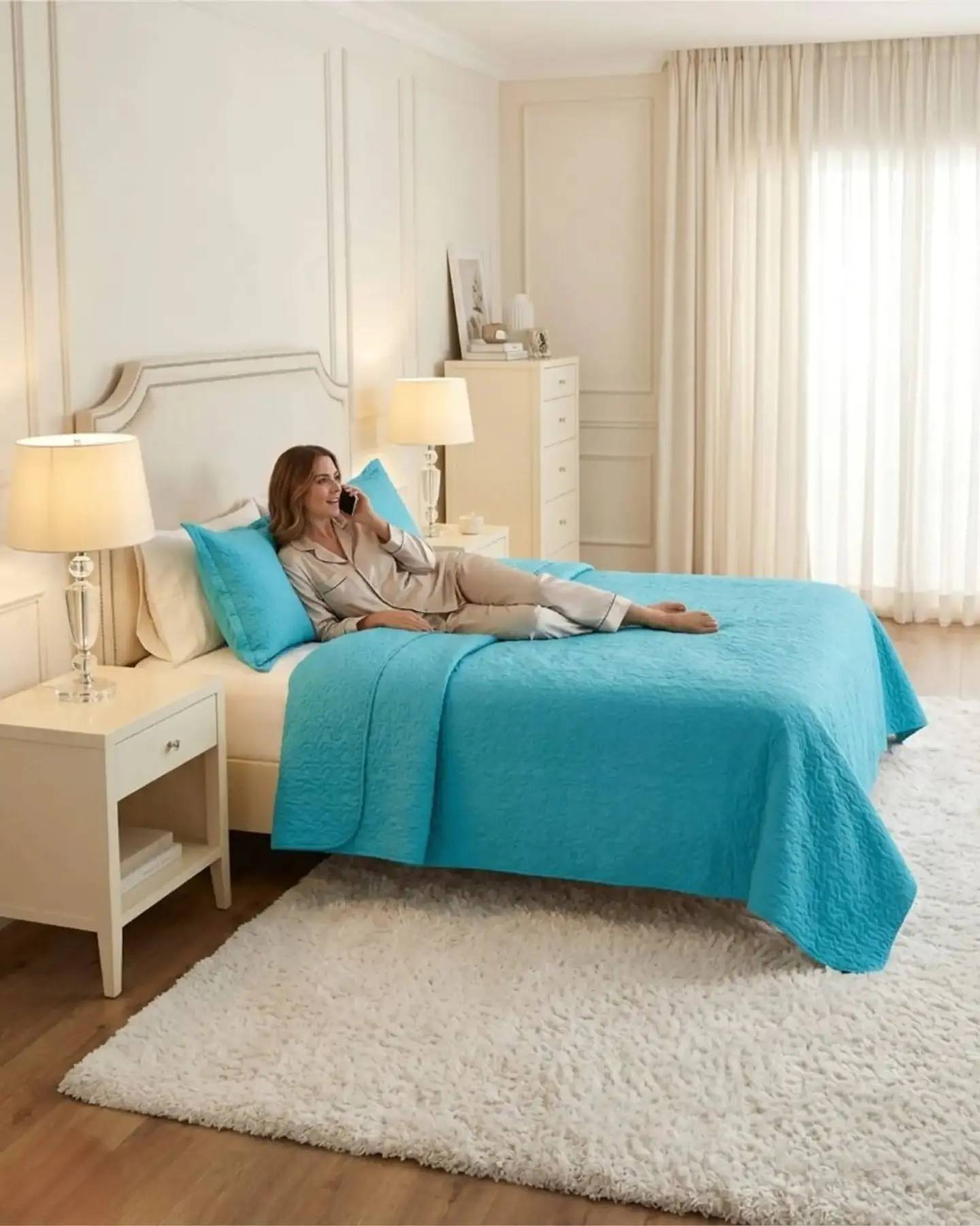 Cubrecama Quilt Verano King Delgado Texturizado Set Con Fundas 2