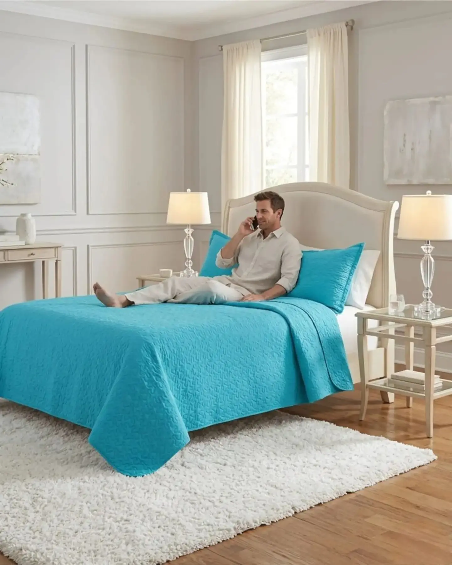 Cubrecama Quilt Verano King Delgado Texturizado Set Con Fundas 3