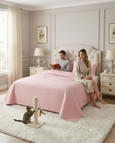 Cubrecama Quilt Verano 2 Plazas Delgado Texturizado Set Con Fundas