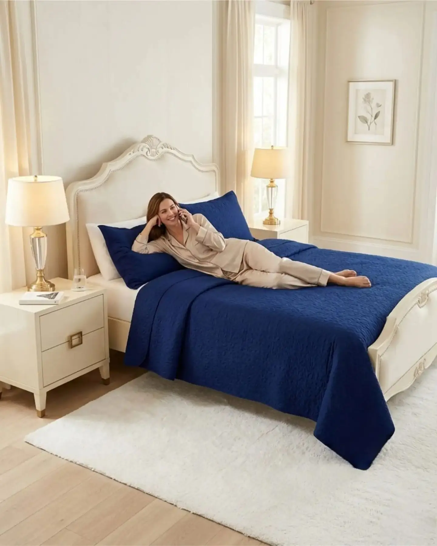 Cubrecama Quilt Verano 2 Plazas Delgado Texturizado Set Con Fundas 4