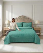 Cubrecama Quilt Verano 2 Plazas Bordado Floral Set Colcha Delgado - Miniatura 4