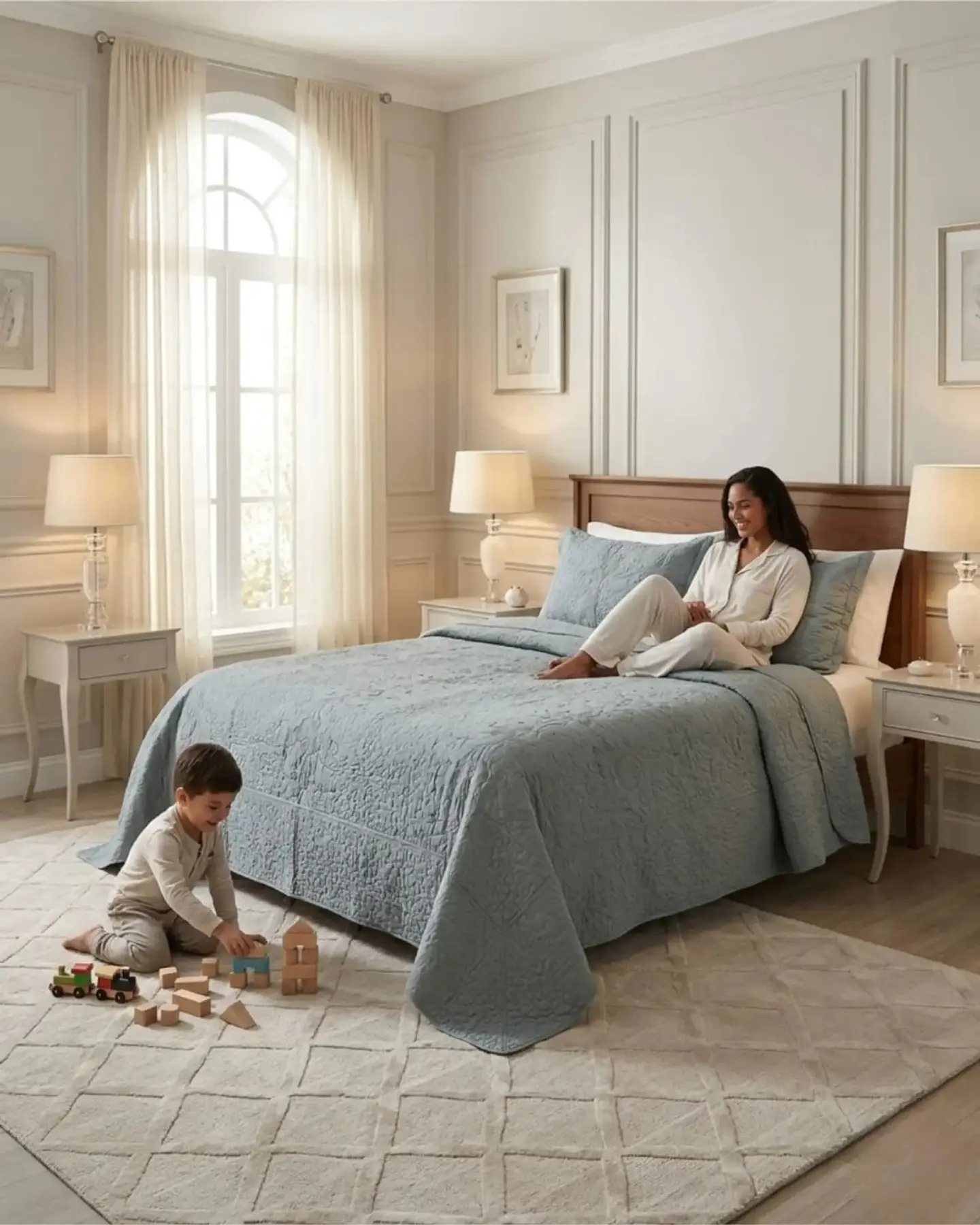 Cubrecama Quilt Verano 2 Plazas Bordado Floral Set Colcha Delgado 4