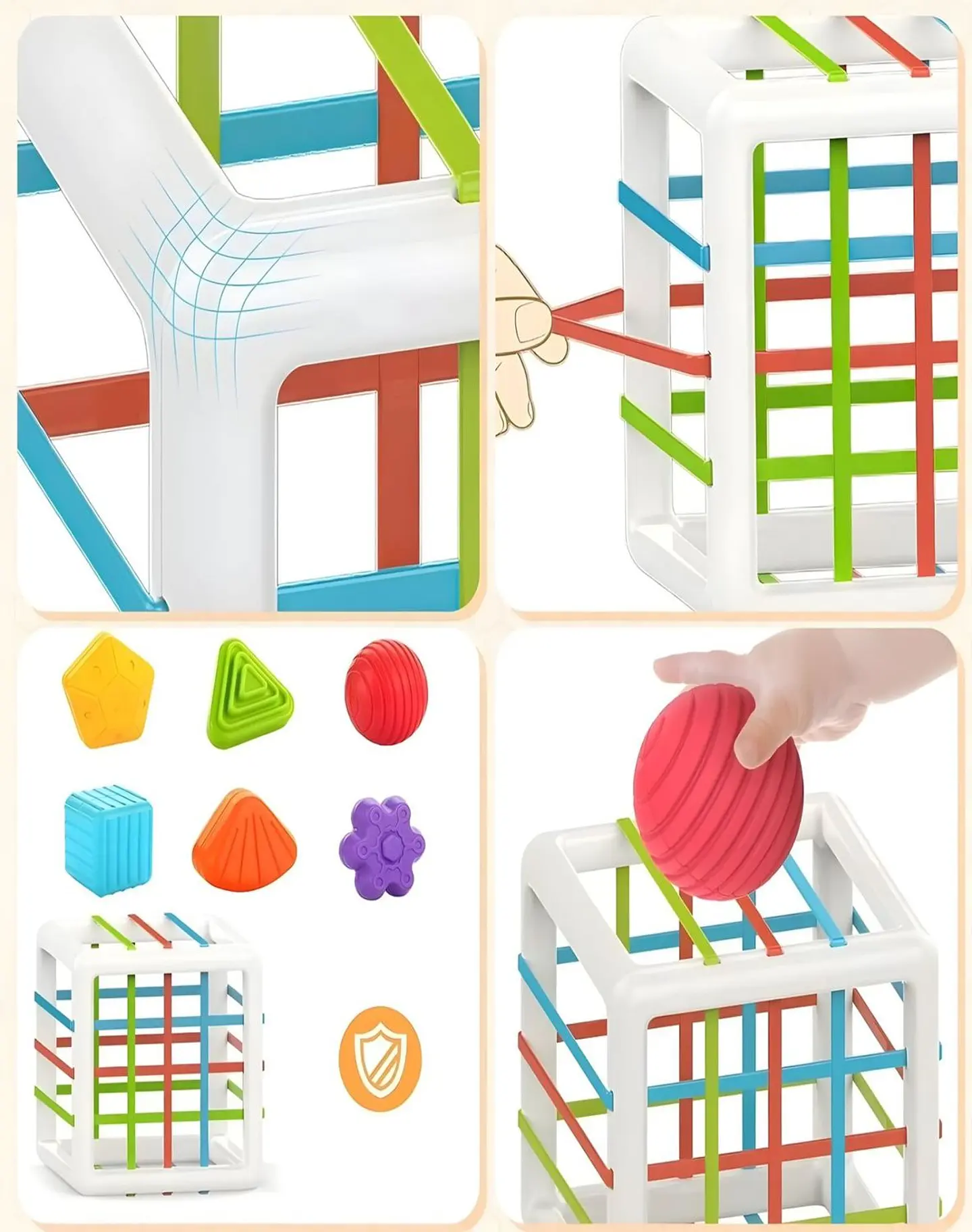 Juguete Didactico Cubo con Malla Sensorial Huanger 28n4 5