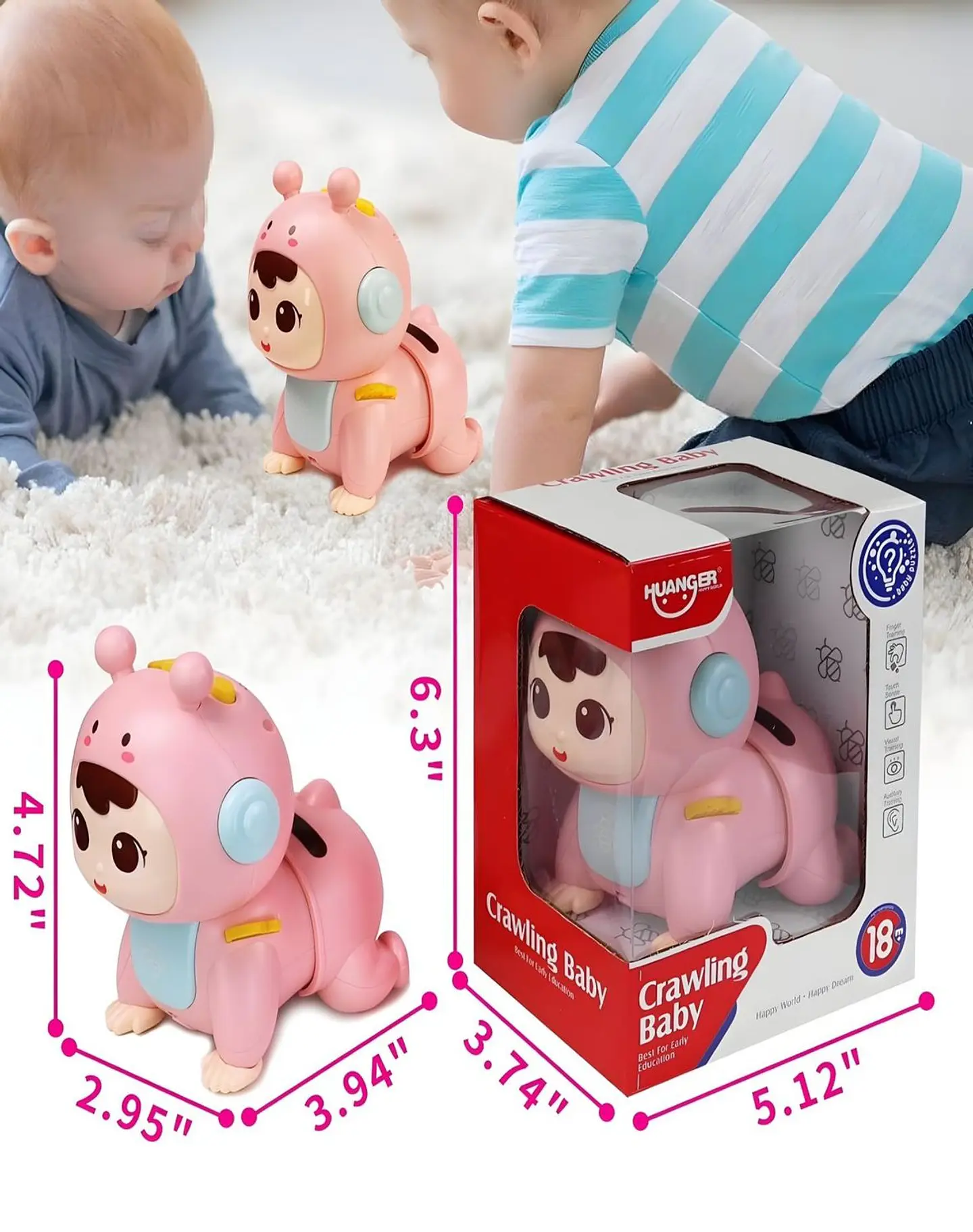 Juguete Didáctico Bebé Gateador Rosa Huanger 28n6 5