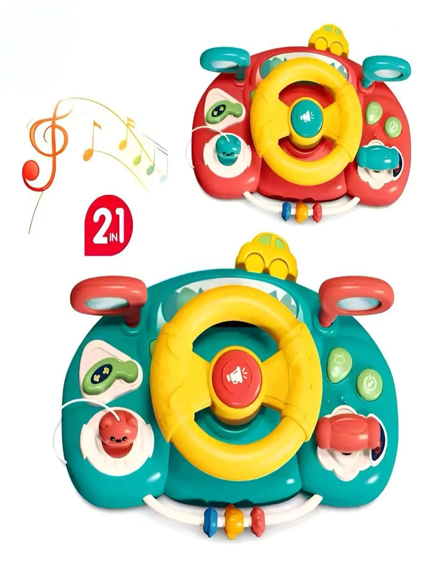 Juguete Volante de Auto Infantil Musical VERDE 29n5 4