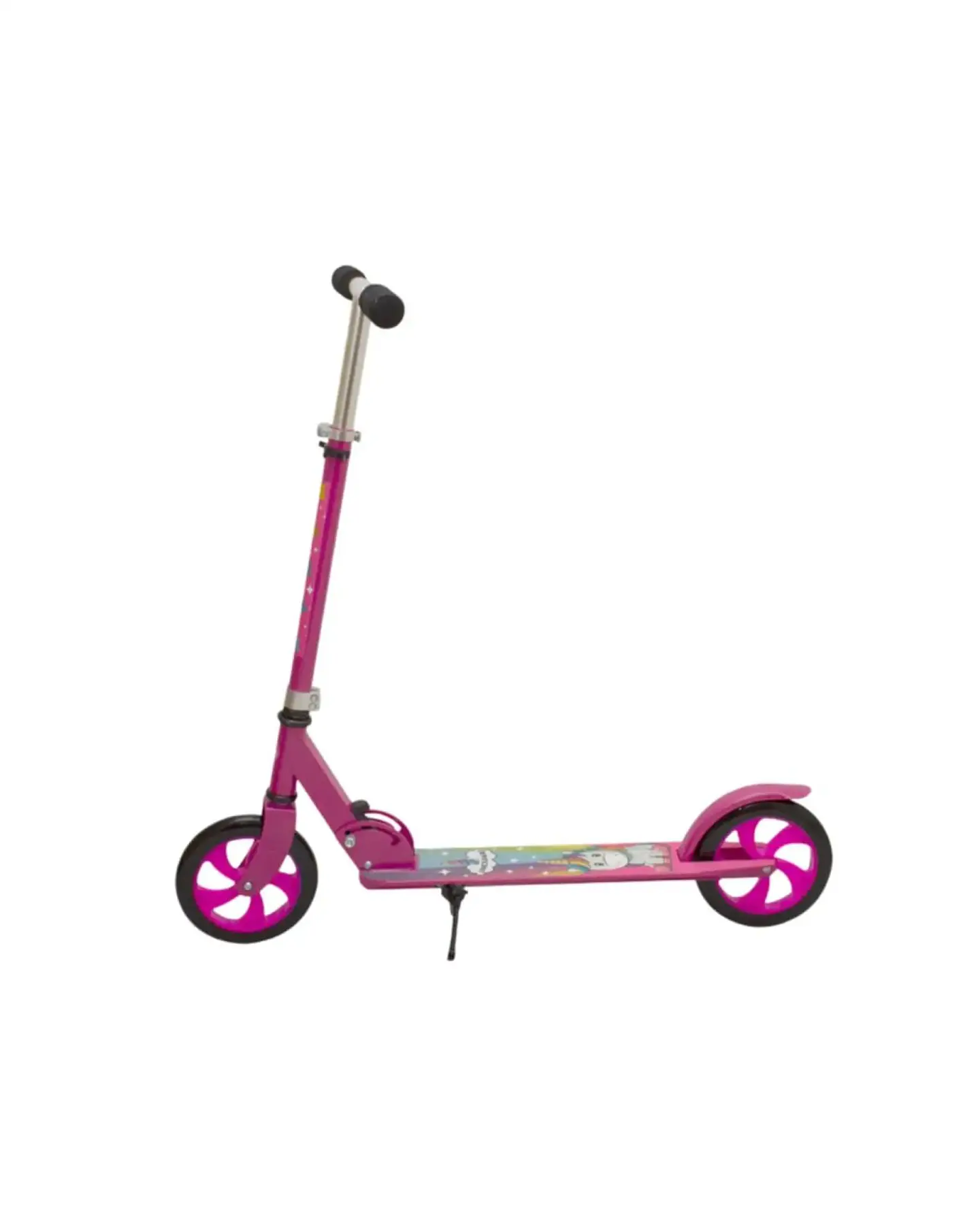 Scooter Infantil Ajustable y Plegable Con Pata De Apoyo Rosado 6