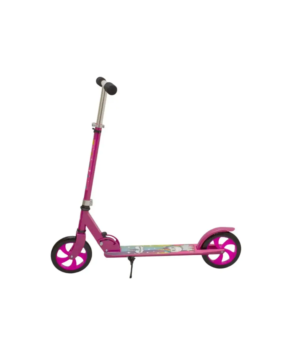 Scooter Infantil Ajustable y Plegable Con Pata De Apoyo Rosado 6