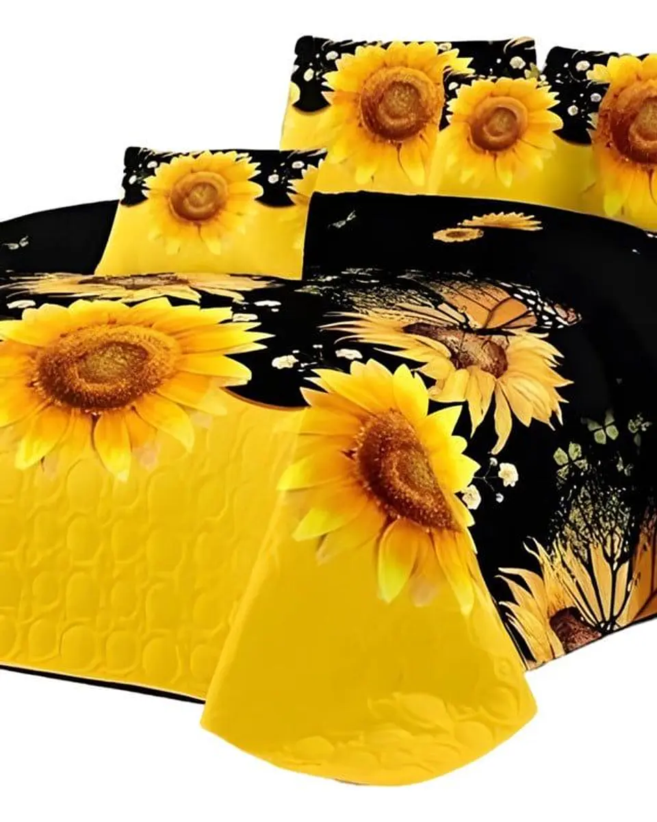 CUBRECAMA QUILT MAS JUEGO DE SABANAS KING 3