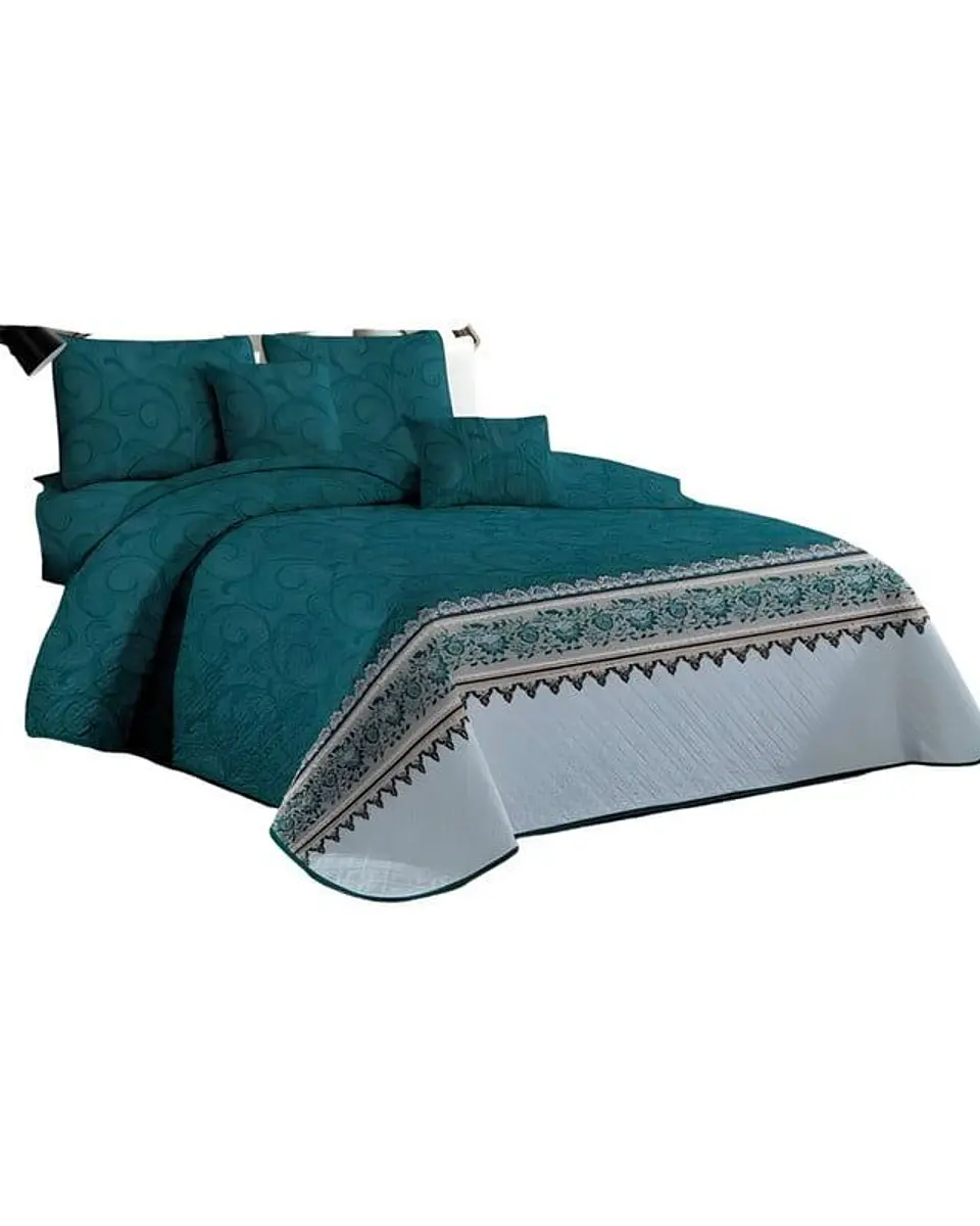 CUBRECAMA QUILT MAS JUEGO DE SABANAS PLAZA Y MEDIA 1