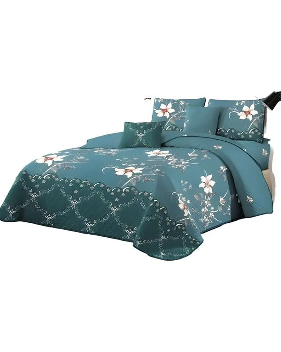 CUBRECAMA QUILT MAS JUEGO DE SABANAS PLAZA Y MEDIA 2