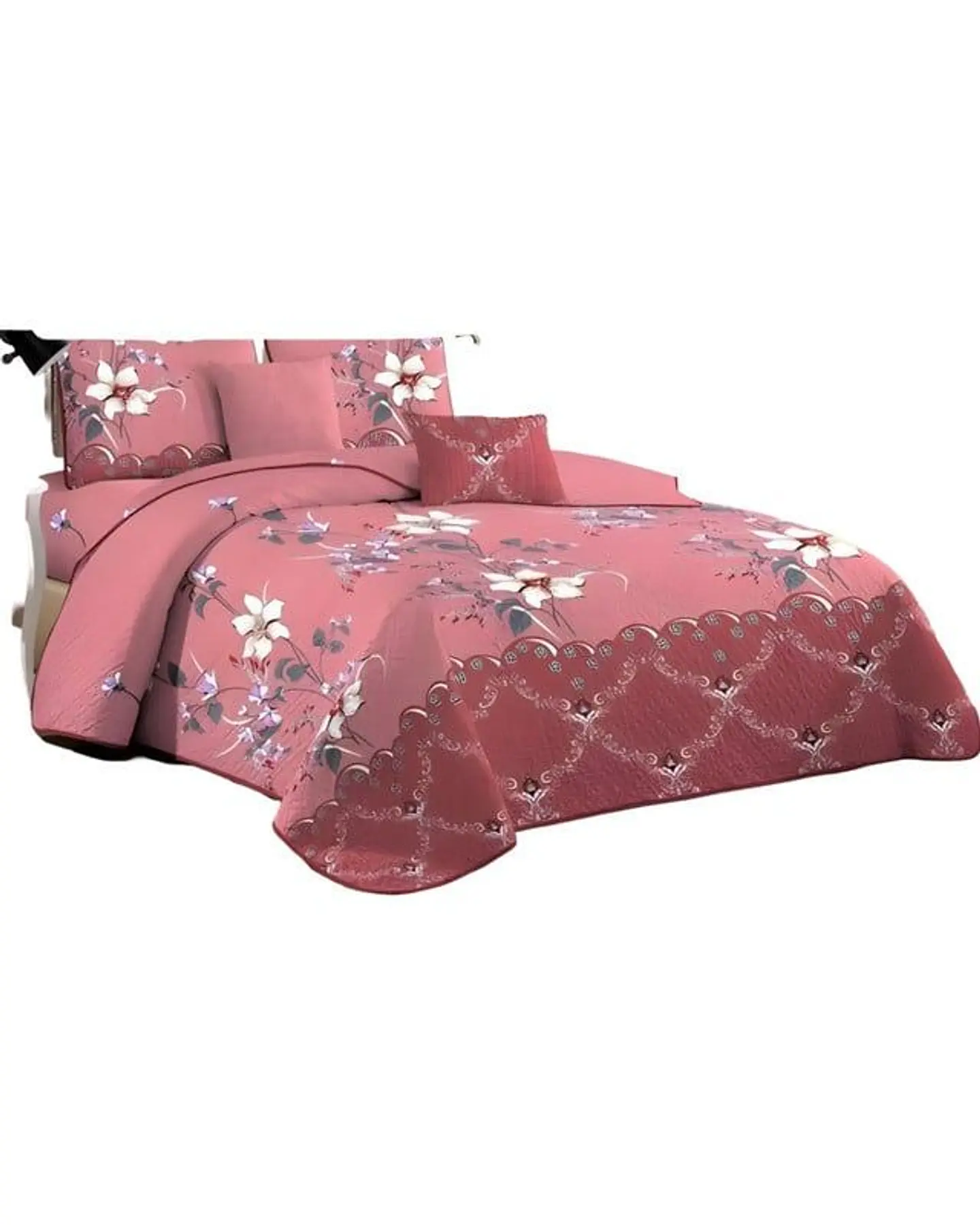 CUBRECAMA QUILT MAS JUEGO DE SABANAS PLAZA Y MEDIA 1