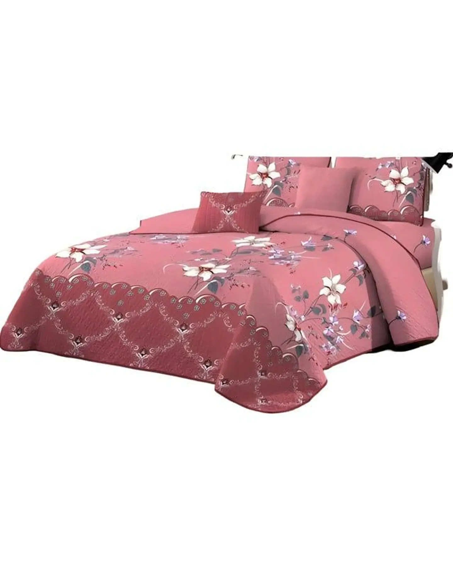 CUBRECAMA QUILT MAS JUEGO DE SABANAS PLAZA Y MEDIA 2