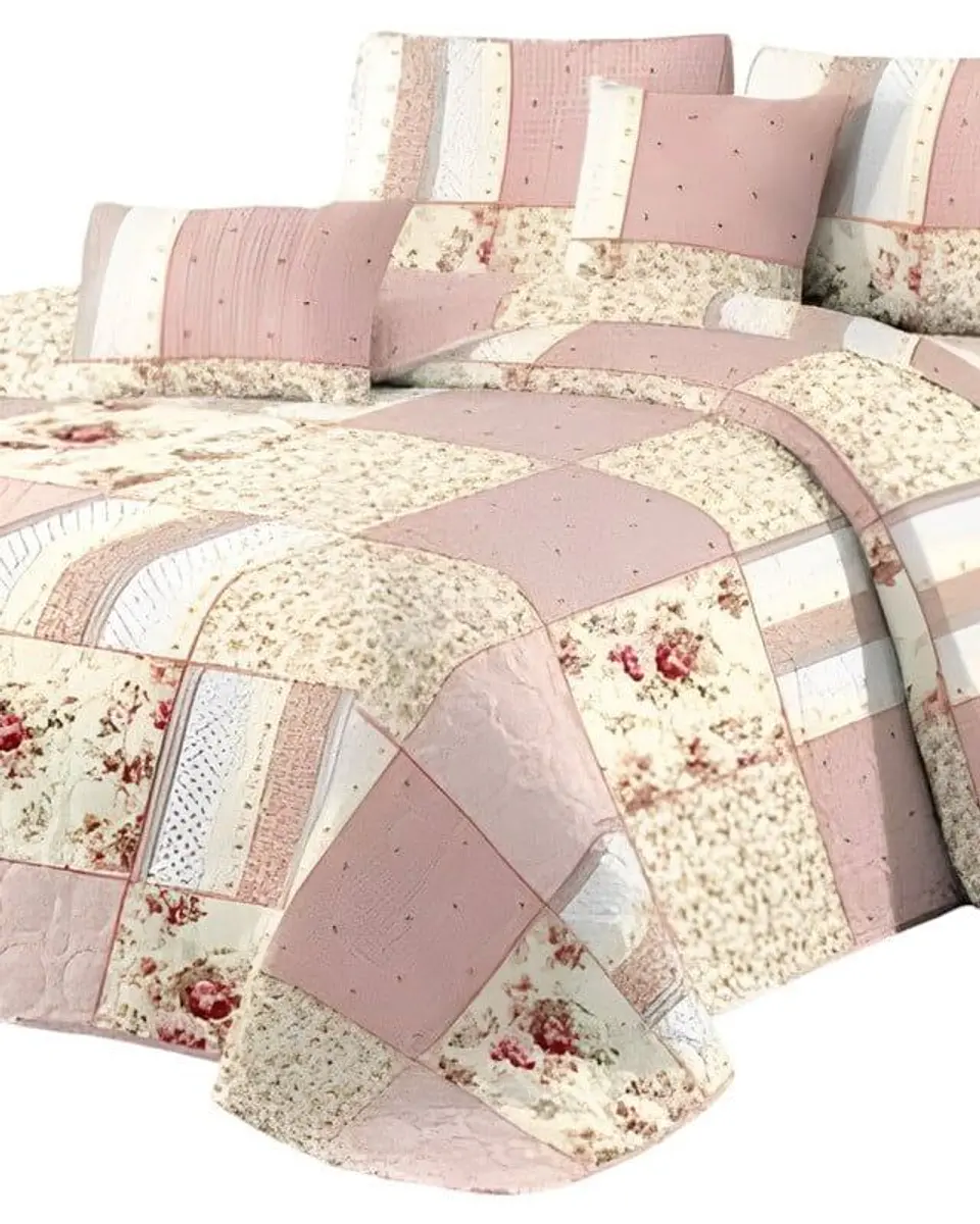 CUBRECAMA QUILT MAS JUEGO DE SABANAS PLAZA Y MEDIA 3