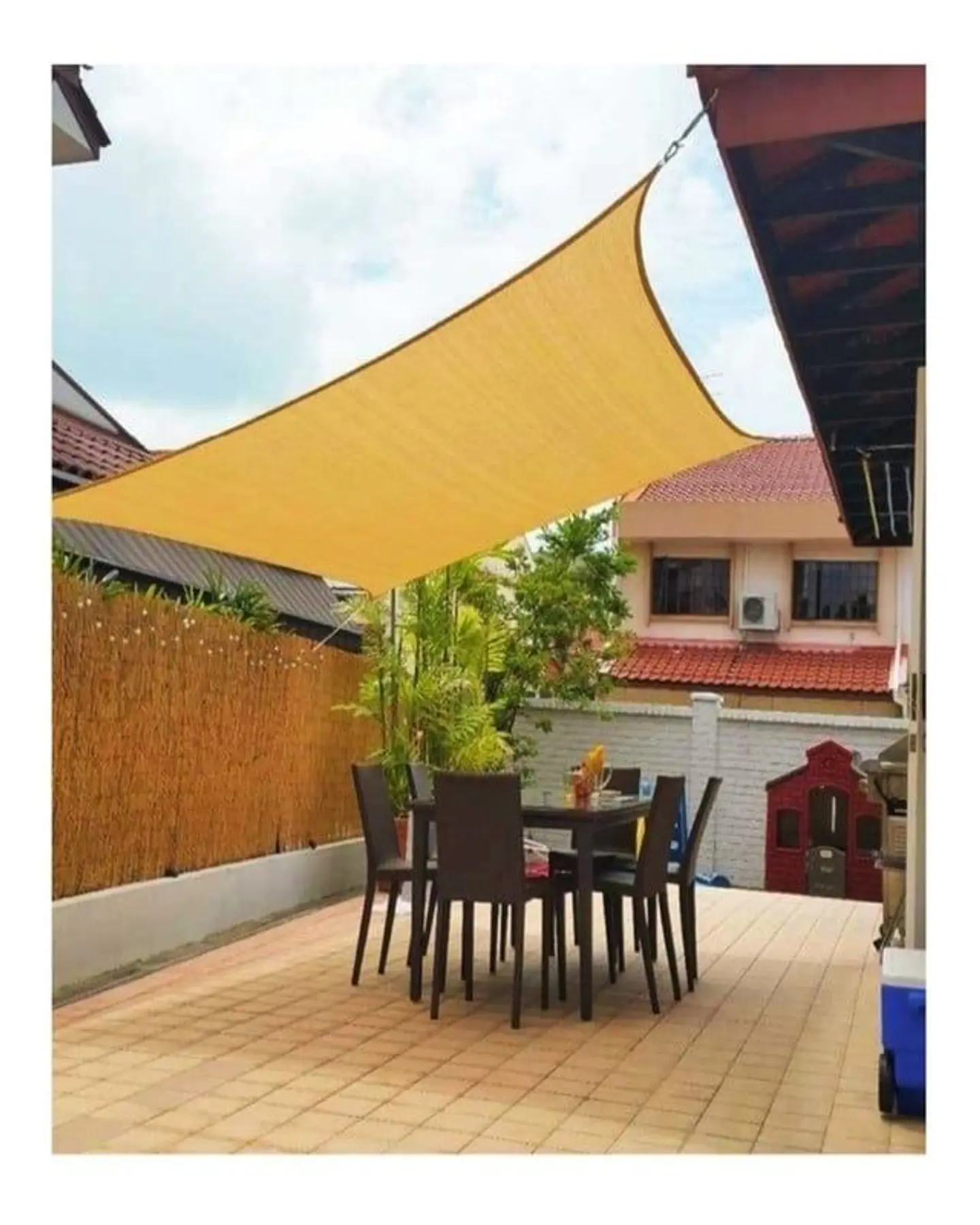 Lona Triangular Toldo Vela Malla Sombra Beige 5 x 5 x 5 3
